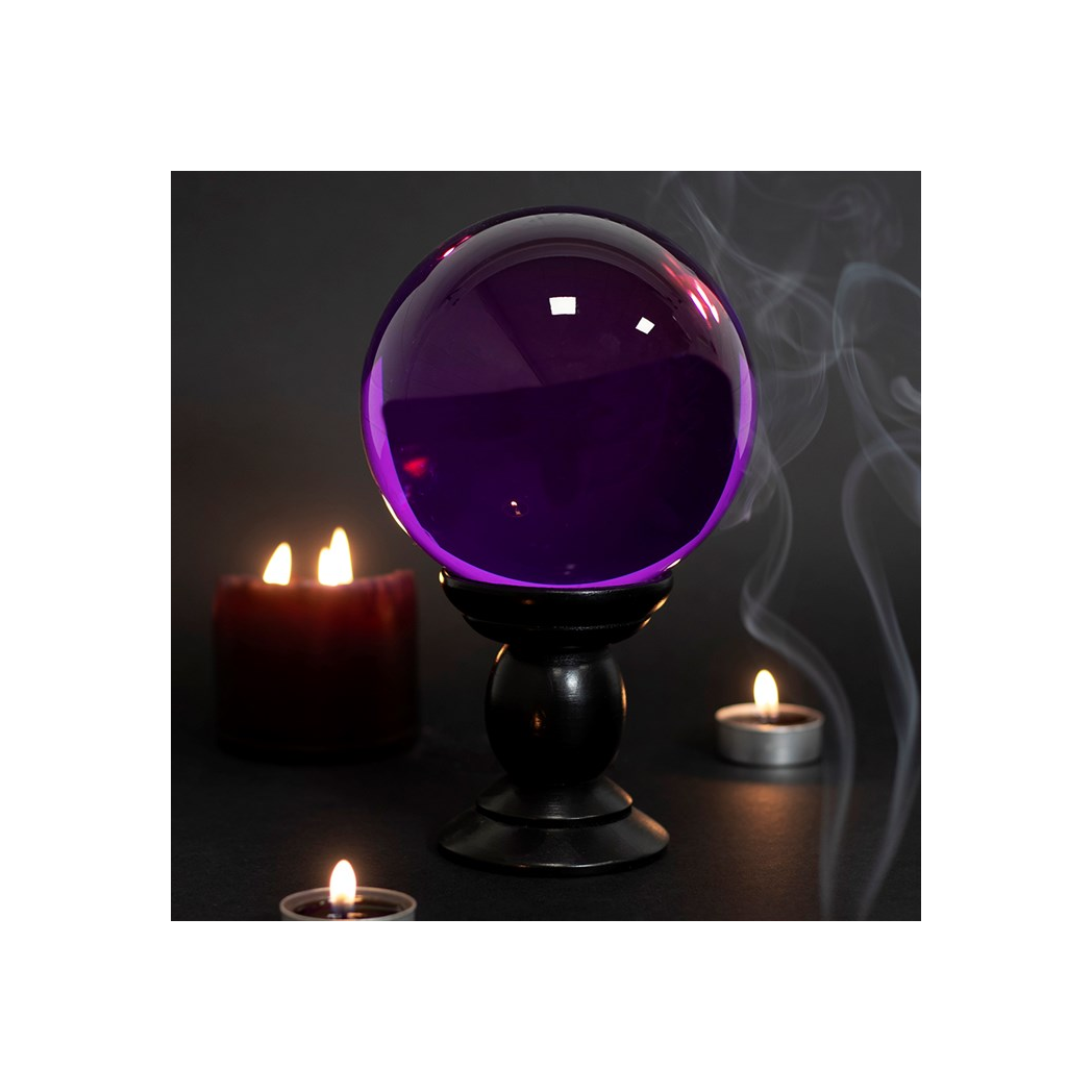 Large Purple Crystal Ball on Stand - Image 2