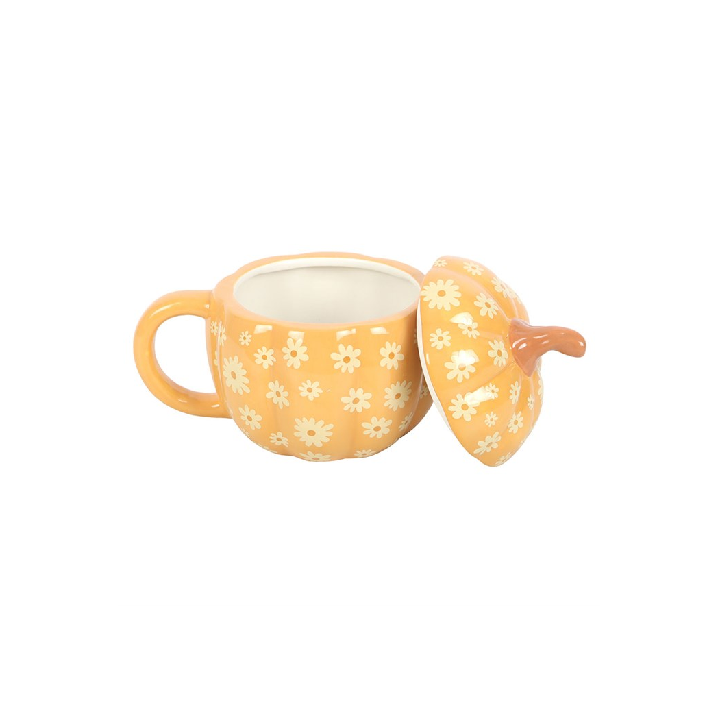 Groovy Floral Pumpkin Lidded Mug - Image 3
