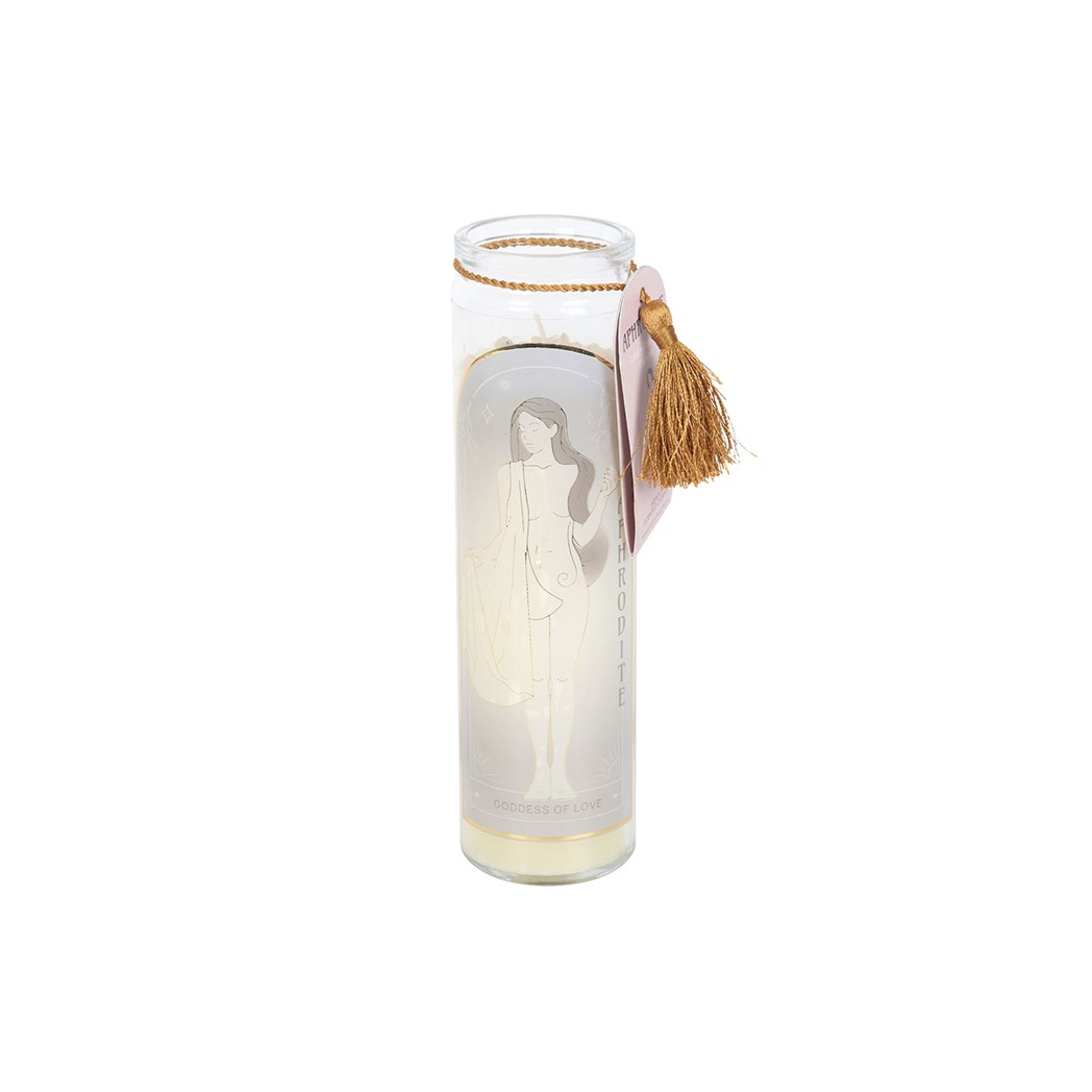 Aphrodite Goddess Tube Candle with Rose Quartz Crystals - Image 2