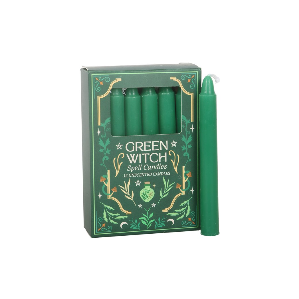 Pack of 12 Green Witch Spell Candles - Image 2