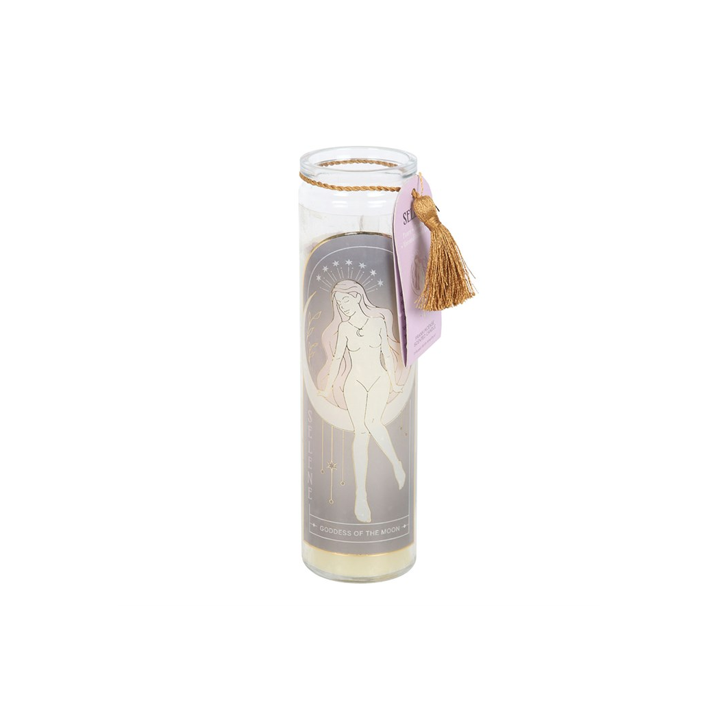 Selene Goddess Tube Candle with Amethyst Crystals - Image 2