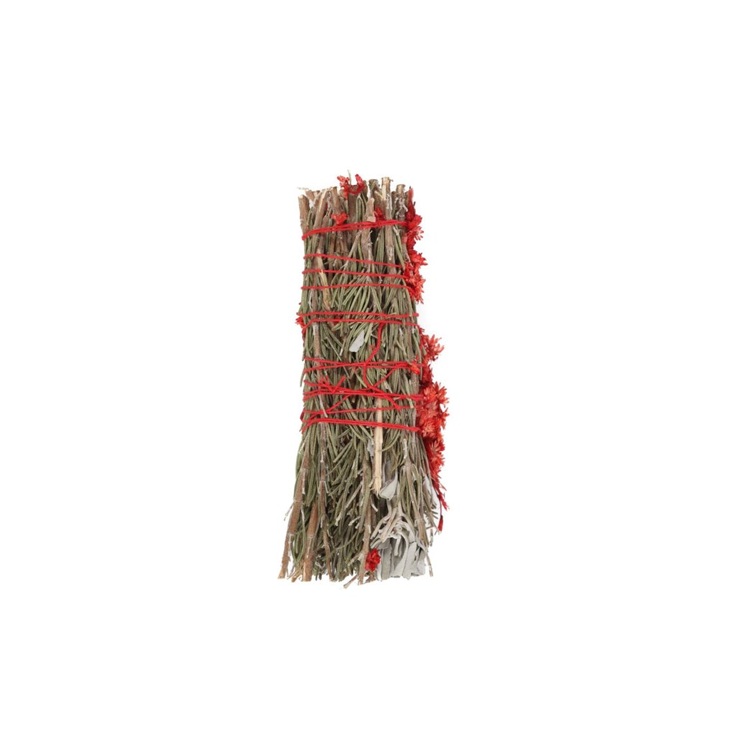 6in Ritual Wand Smudge Stick with Rosemary, Sage and Red Jasper - Image 3