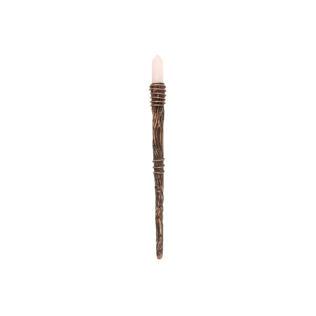 Thin Romance Rose Quartz Crystal Wand - Image 2