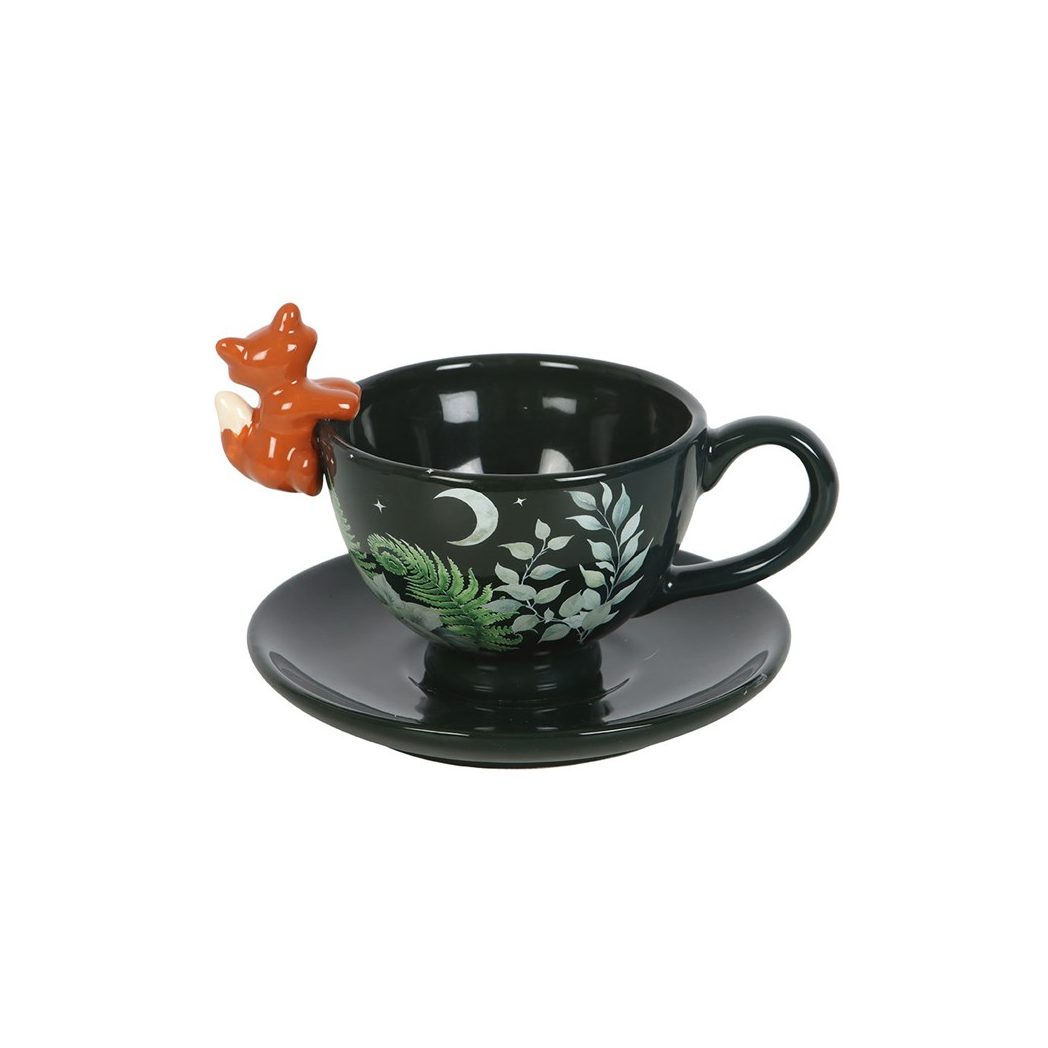 Green Forest Teacup with Fox - Image 4