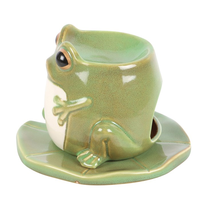 Frog Shaped Oil Burner and Lily Pad Plate - Image 3