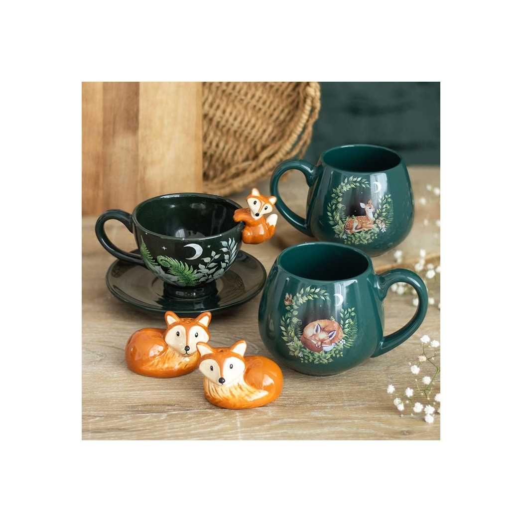 Green Forest Teacup with Fox - Image 5