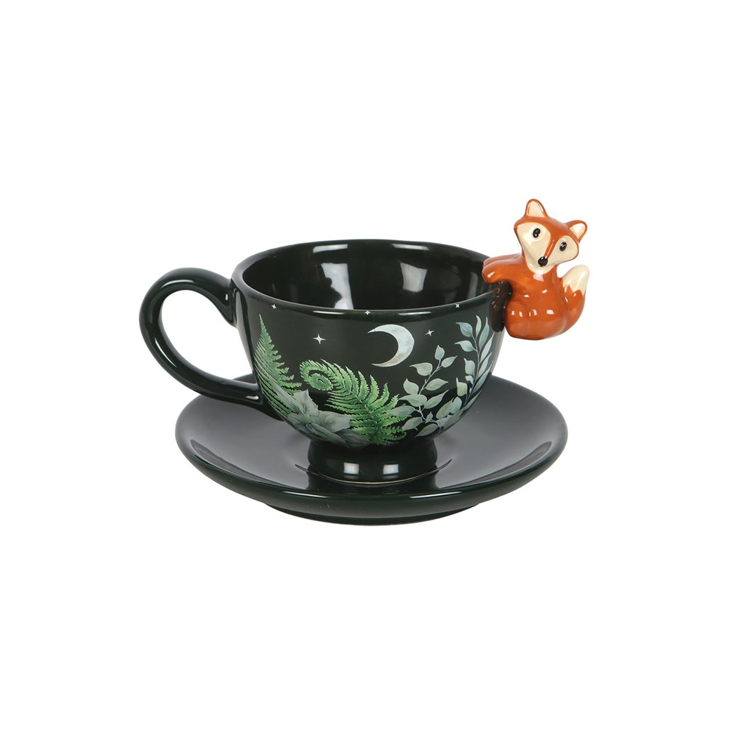 Green Forest Teacup with Fox - Image 2