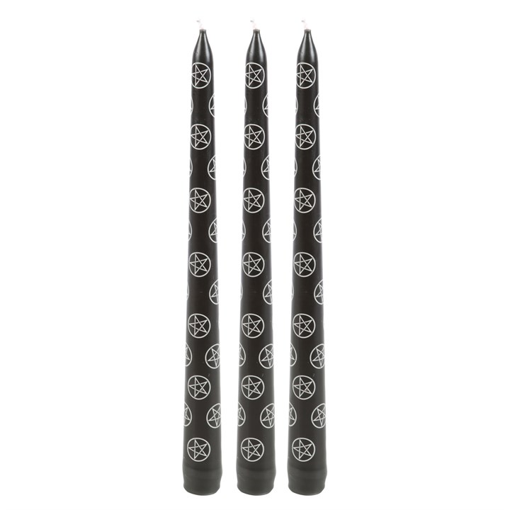 Set of 3 Black Magic Pentagram Taper Candles - Image 3