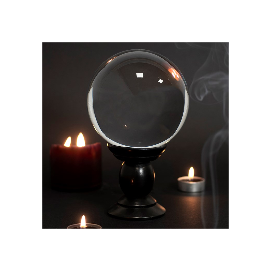 Large Clear Crystal Ball on Stand - Image 2
