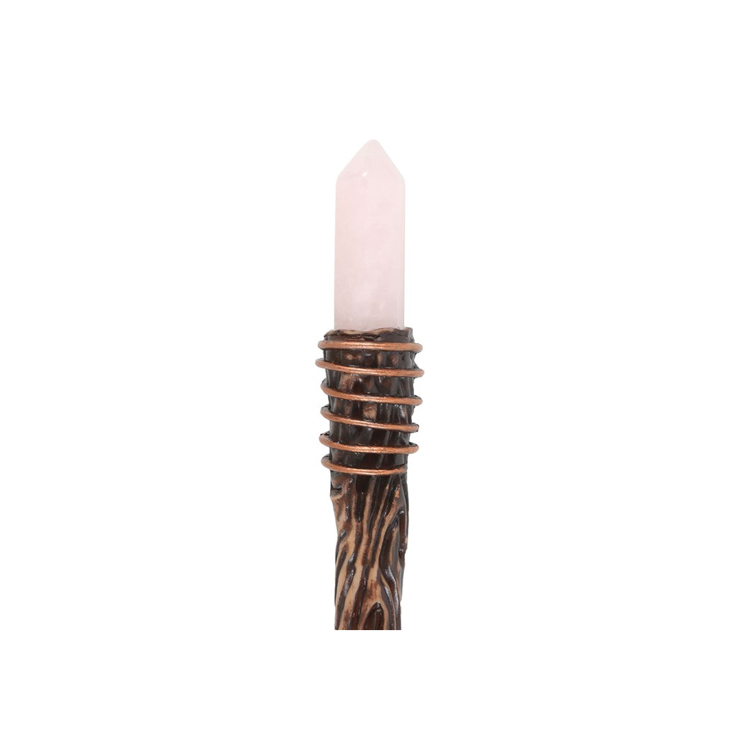 Thin Romance Rose Quartz Crystal Wand - Image 3