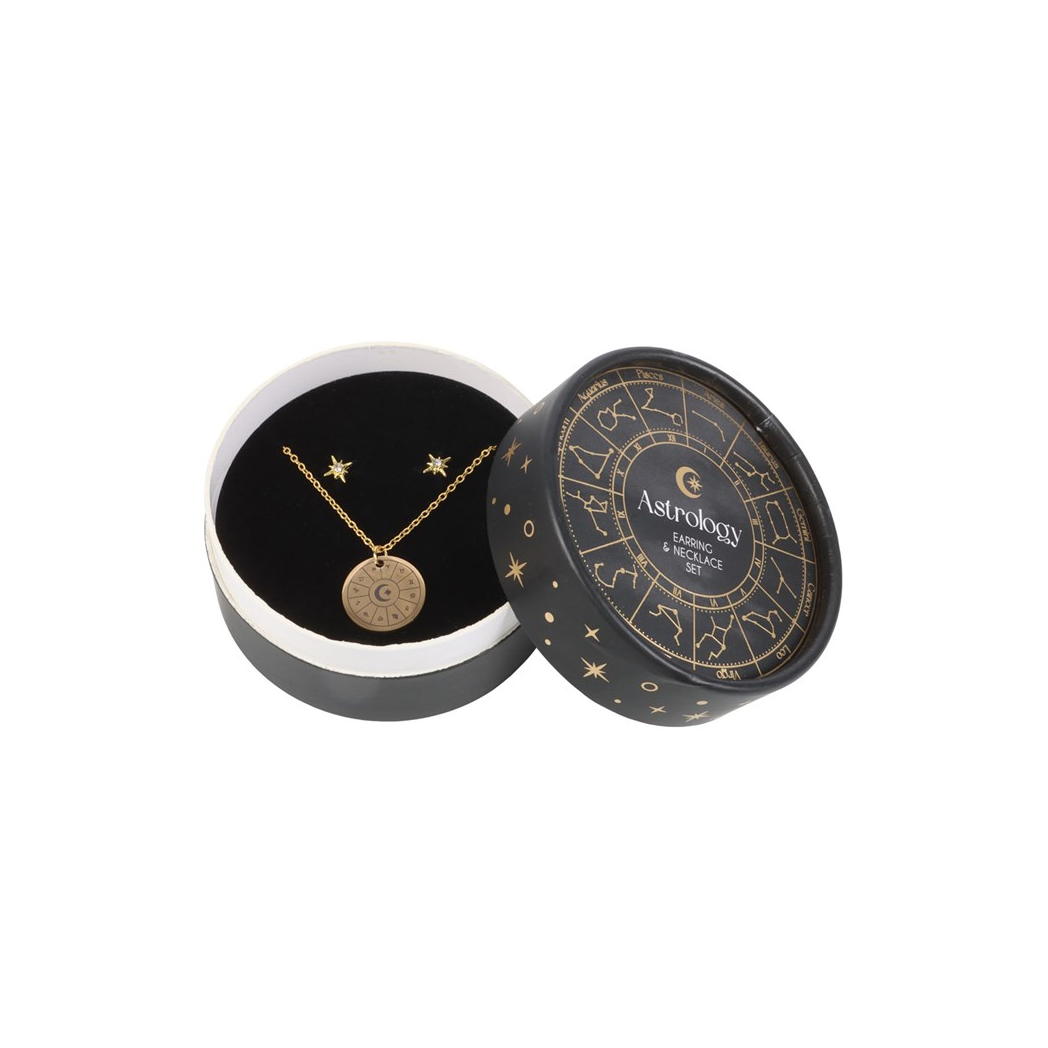 Astrology Wheel Earring and Necklace Set - Image 2