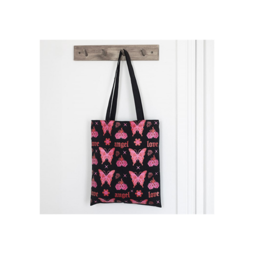 Flaming Butterfly Print Polycotton Tote Bag