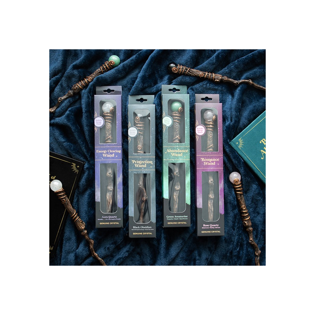 Protection Black Obsidian Crystal Wand with Pouch - Image 5