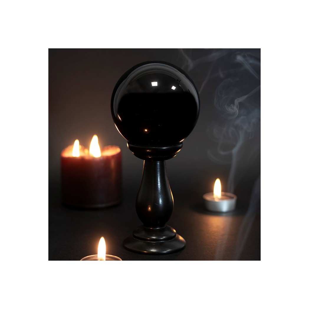 Small Black Crystal Ball on Stand - Image 2