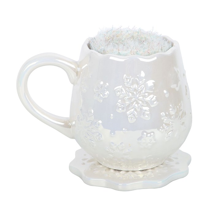 Iridescent Snowflake Mug, Coaster and Socks Set - Image 2