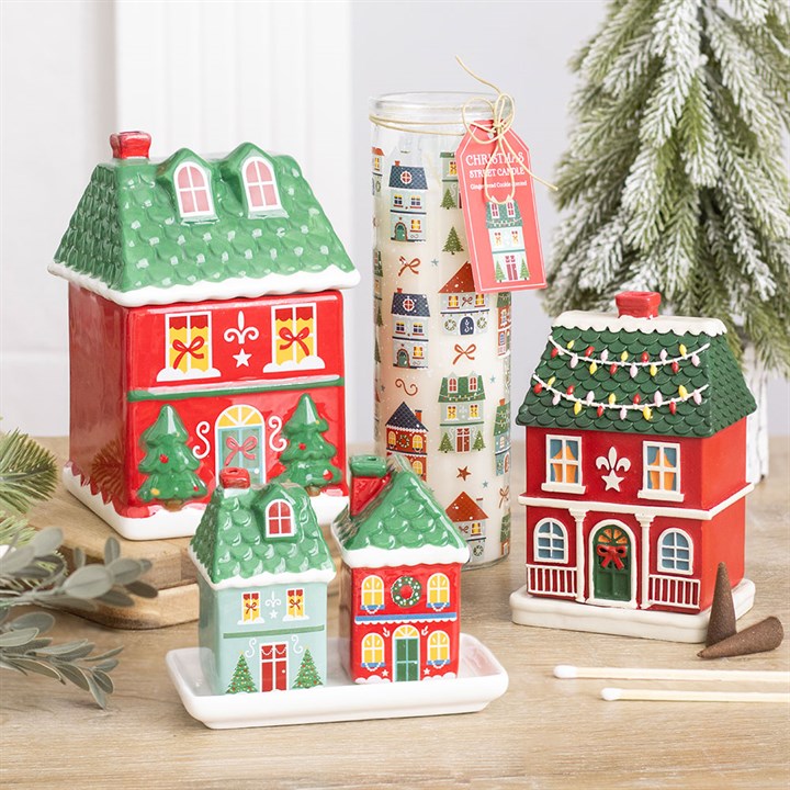 Red Christmas House Incense Cone Burner - Image 5