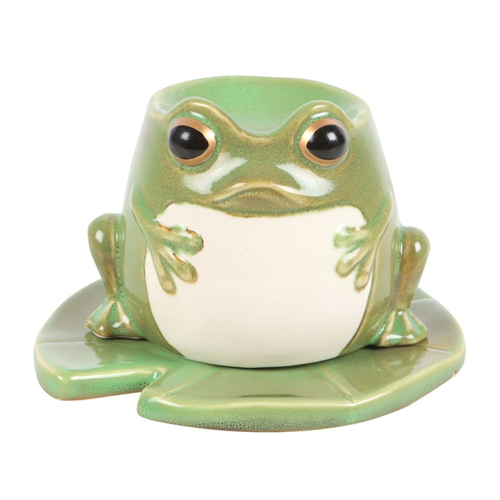 Frog Shaped Oil Burner and Lily Pad Plate - Image 2