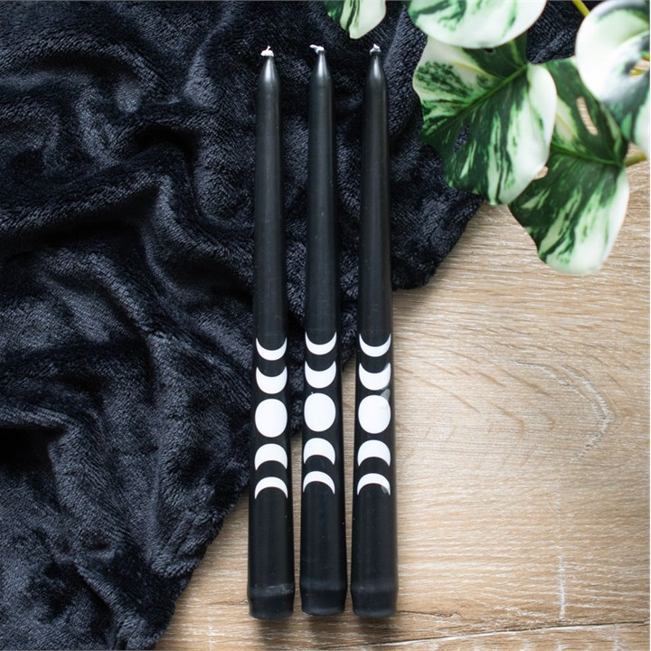 Set of 3 Black Magic Moon Phase Taper Candles - Image 6