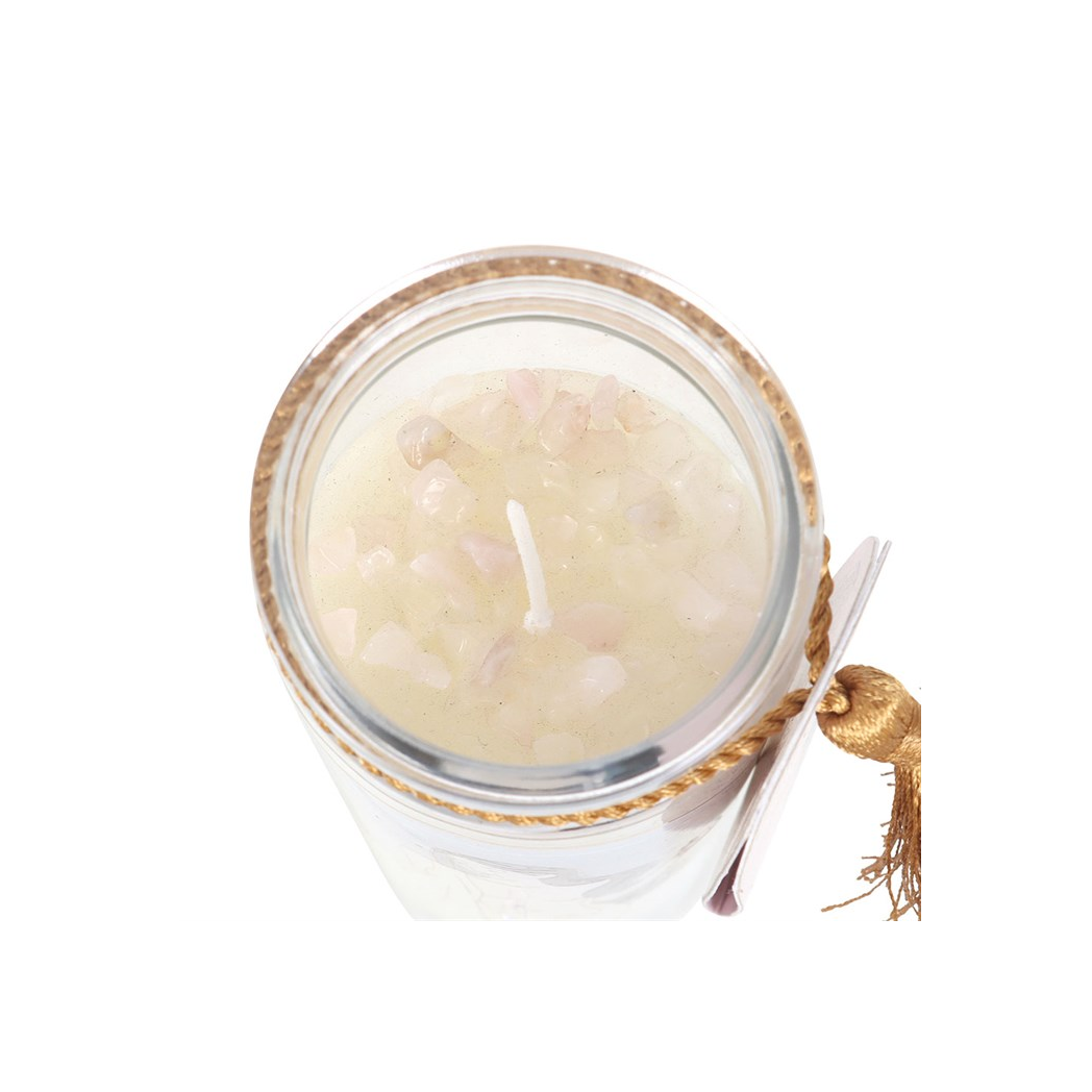Aphrodite Goddess Tube Candle with Rose Quartz Crystals - Image 4