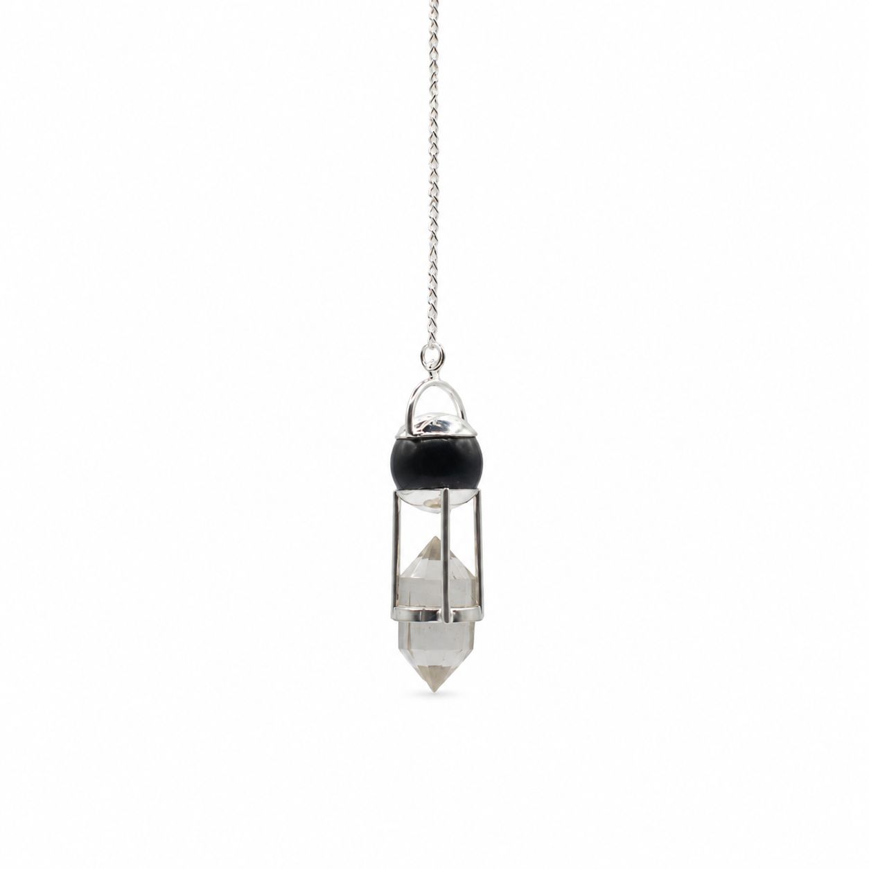 Shadow Seer - Double Power Pendulum - Obsidian Globe - Clear Quartz Double Terminated - Image 2
