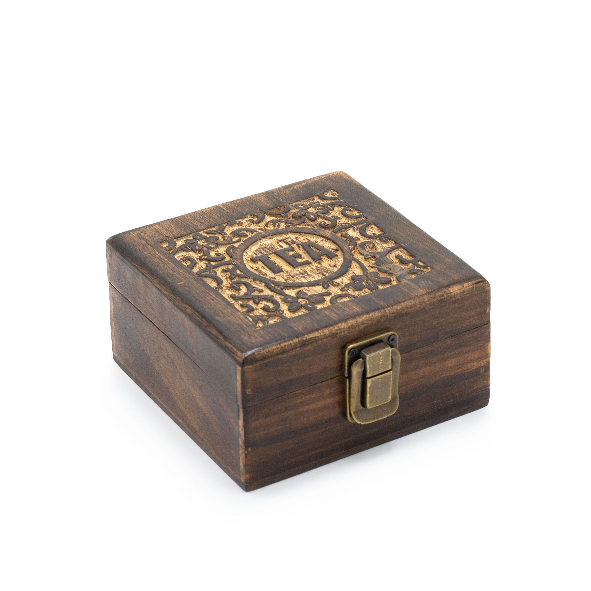 Mango Carved Tea Box (4 compartments) - Image 5