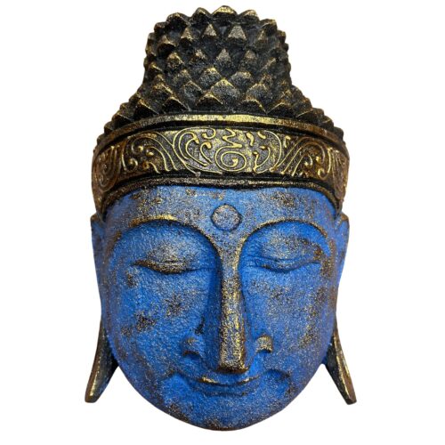 Home Decoration Buddha Head - 25cm - Blue Shine Finish