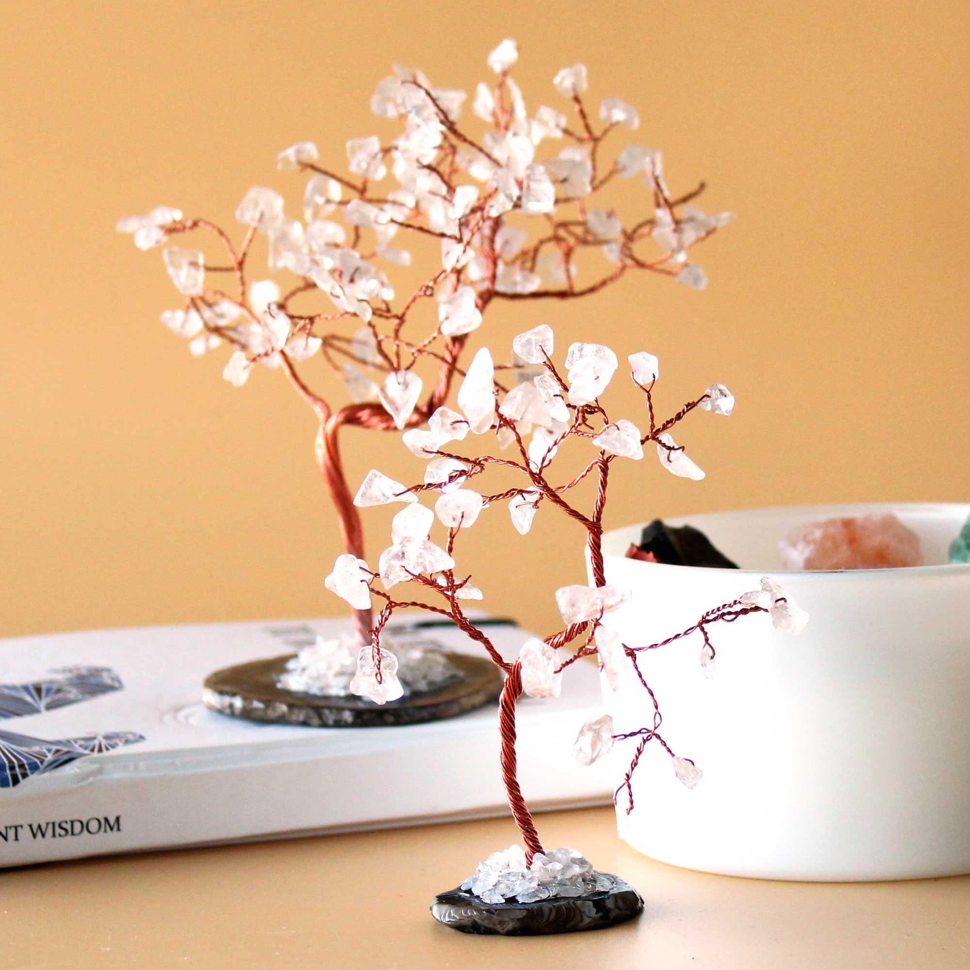 Gemstone Tree - Rock Quartz on Black Agate Base (35 stones) - Image 4