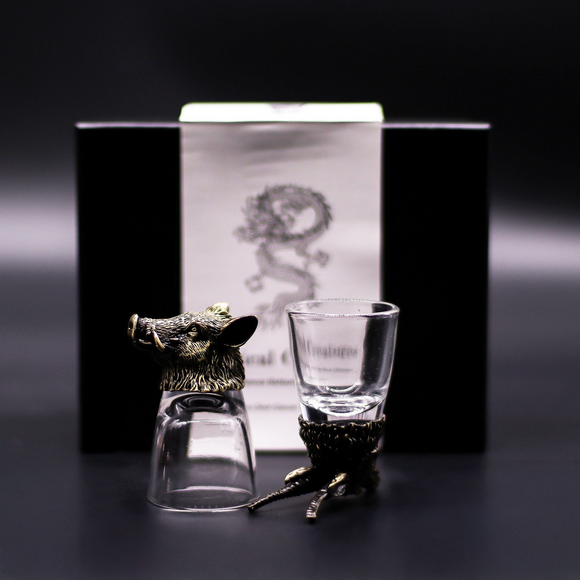 Gift Set of 6 Shot Glasses (50ml) - Wild Forest Creatures - Antique Bronze - Image 2