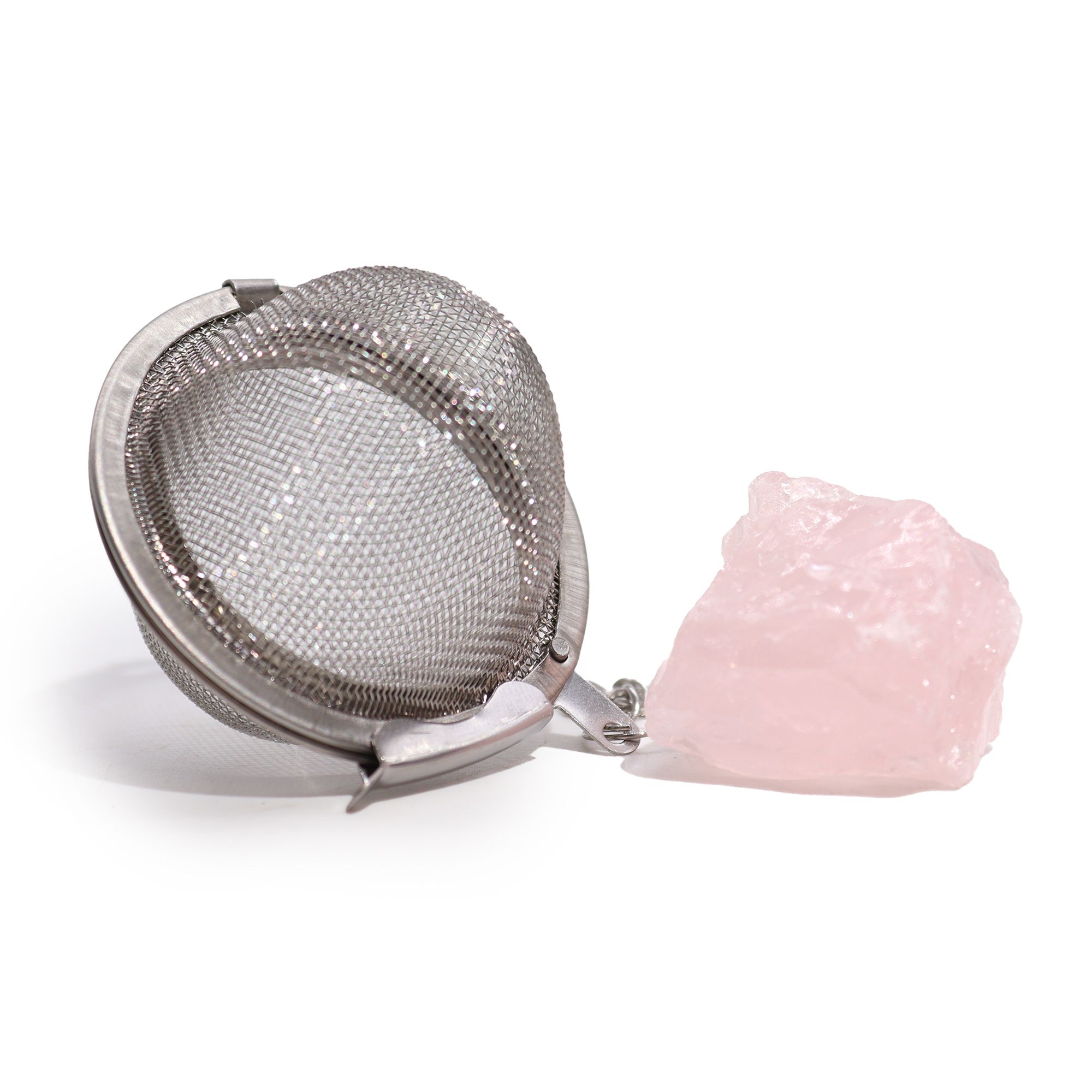 Raw Crystal Gemstone Tea Strainer - Rose Quartz - Image 4