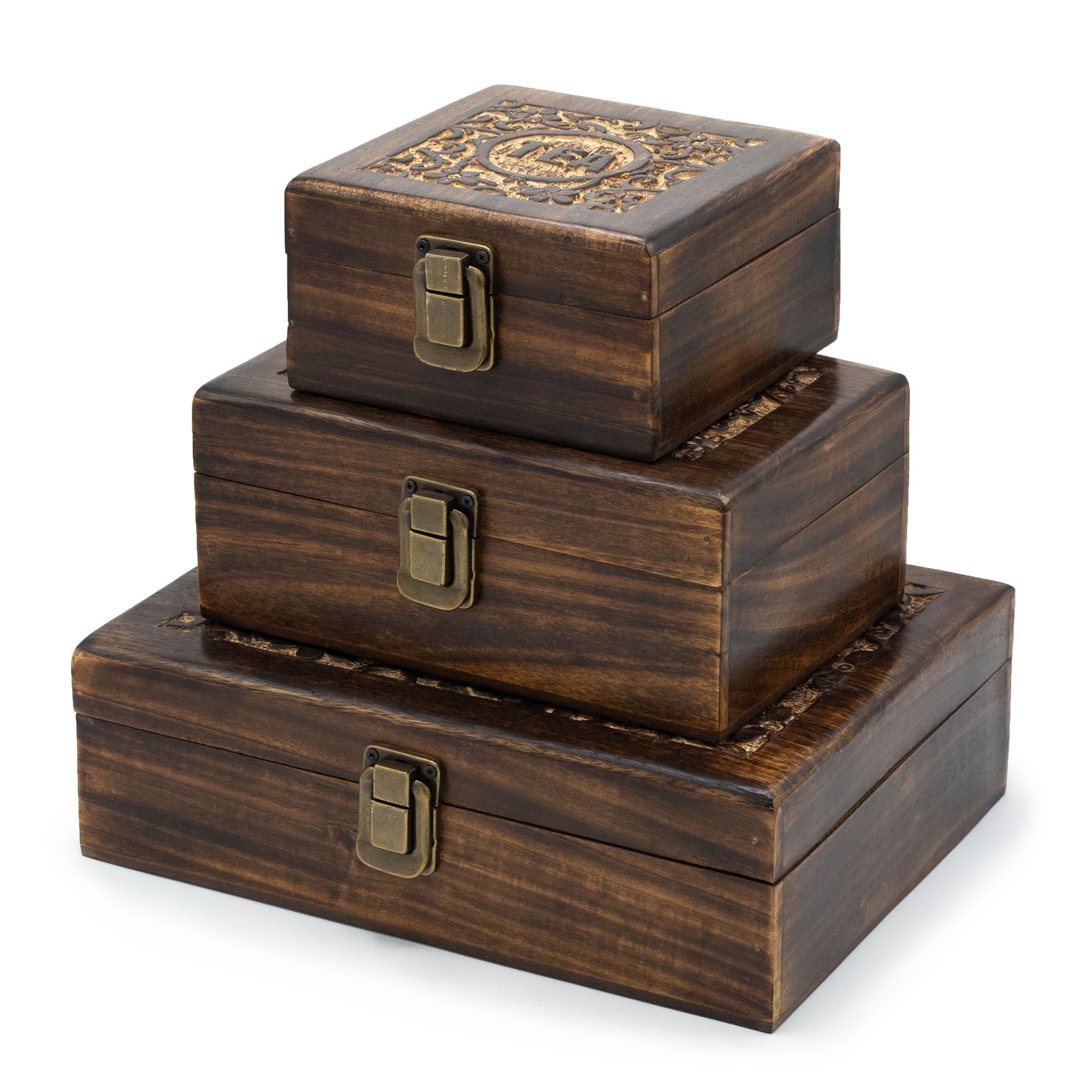 Mango Carved Tea Box - (6 compartments) - Image 4