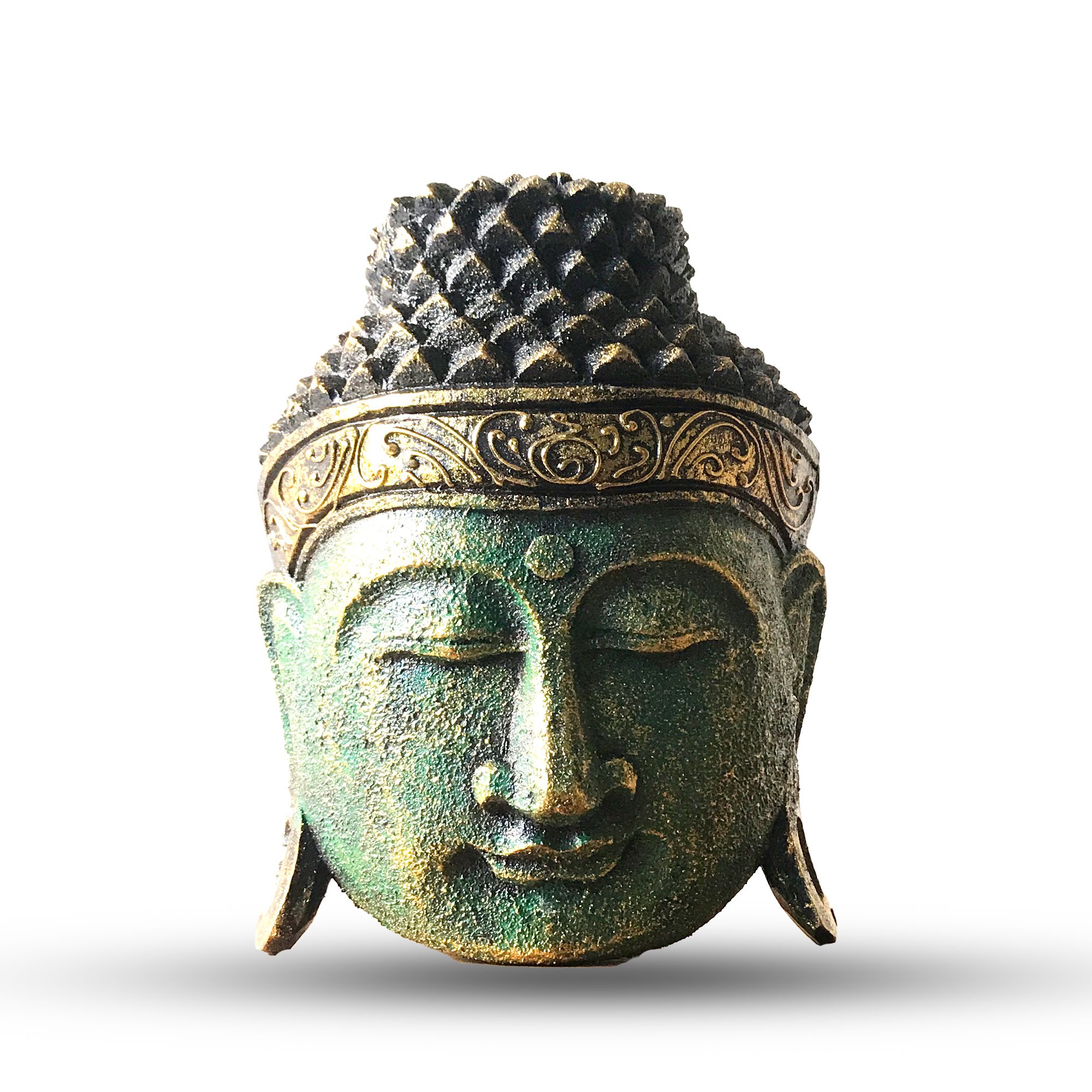 Home Decoration Buddha Head - 25cm - Green Shine Finish - Image 2