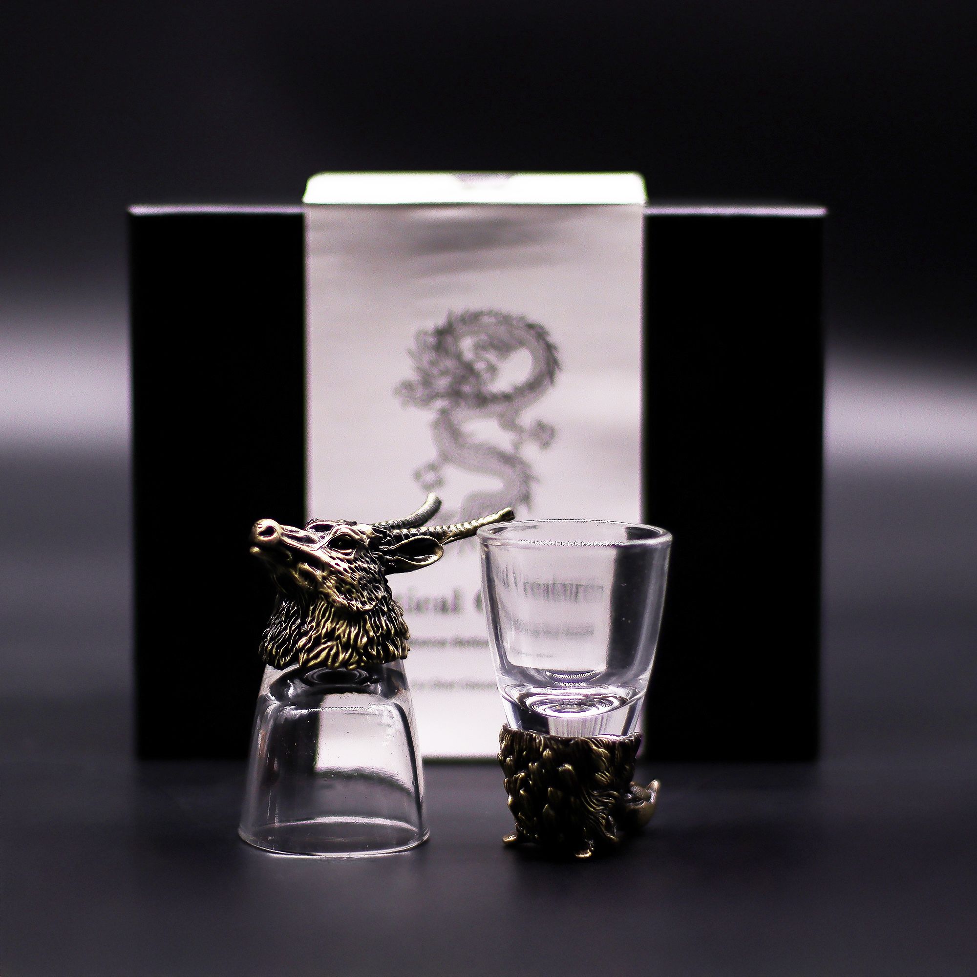 Gift Set of 6 Shot Glasses (50ml) - Wild Forest Creatures - Antique Bronze - Image 3