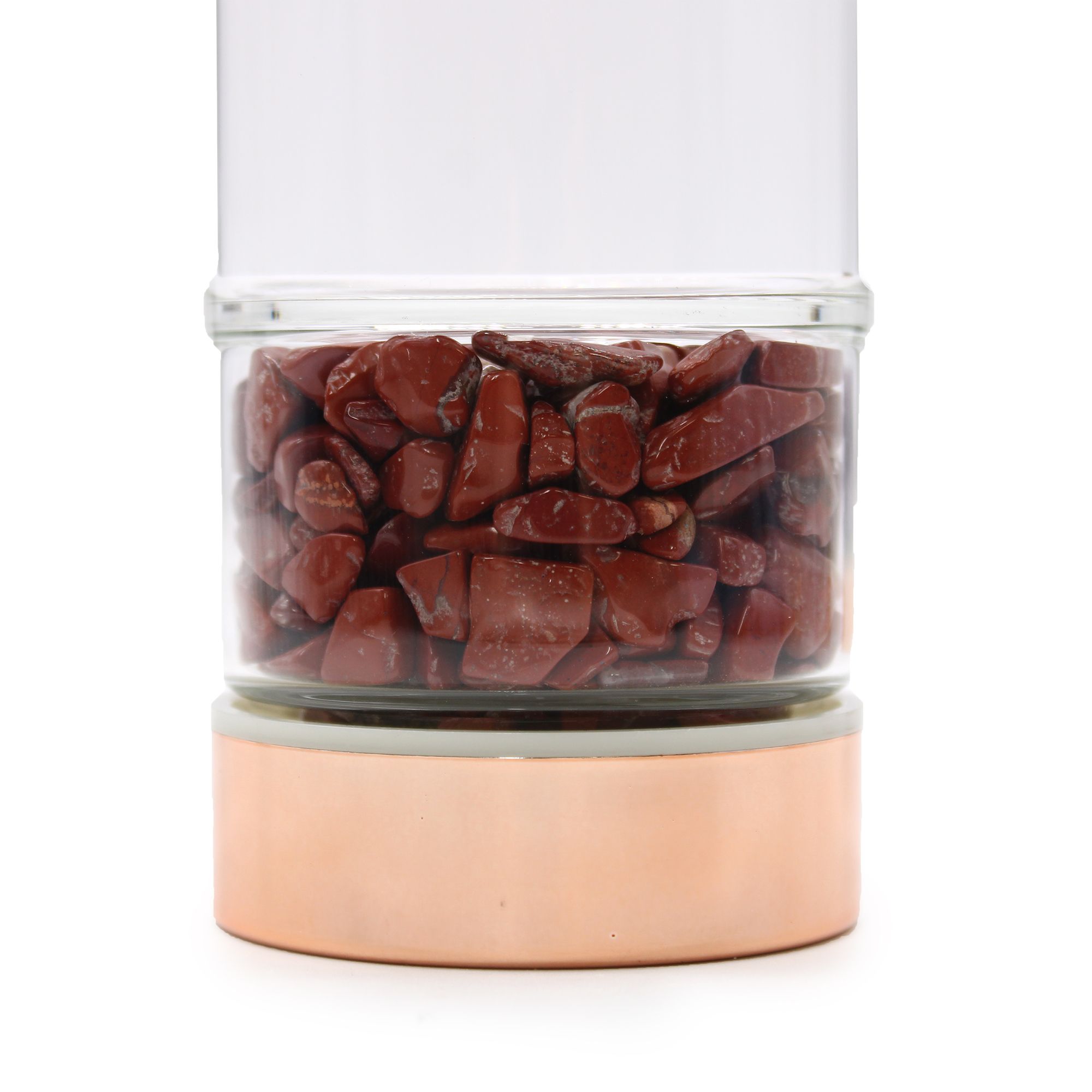 Crystal Glass Tea Infuser Bottle - Rose Gold - Red Jasper - Image 3