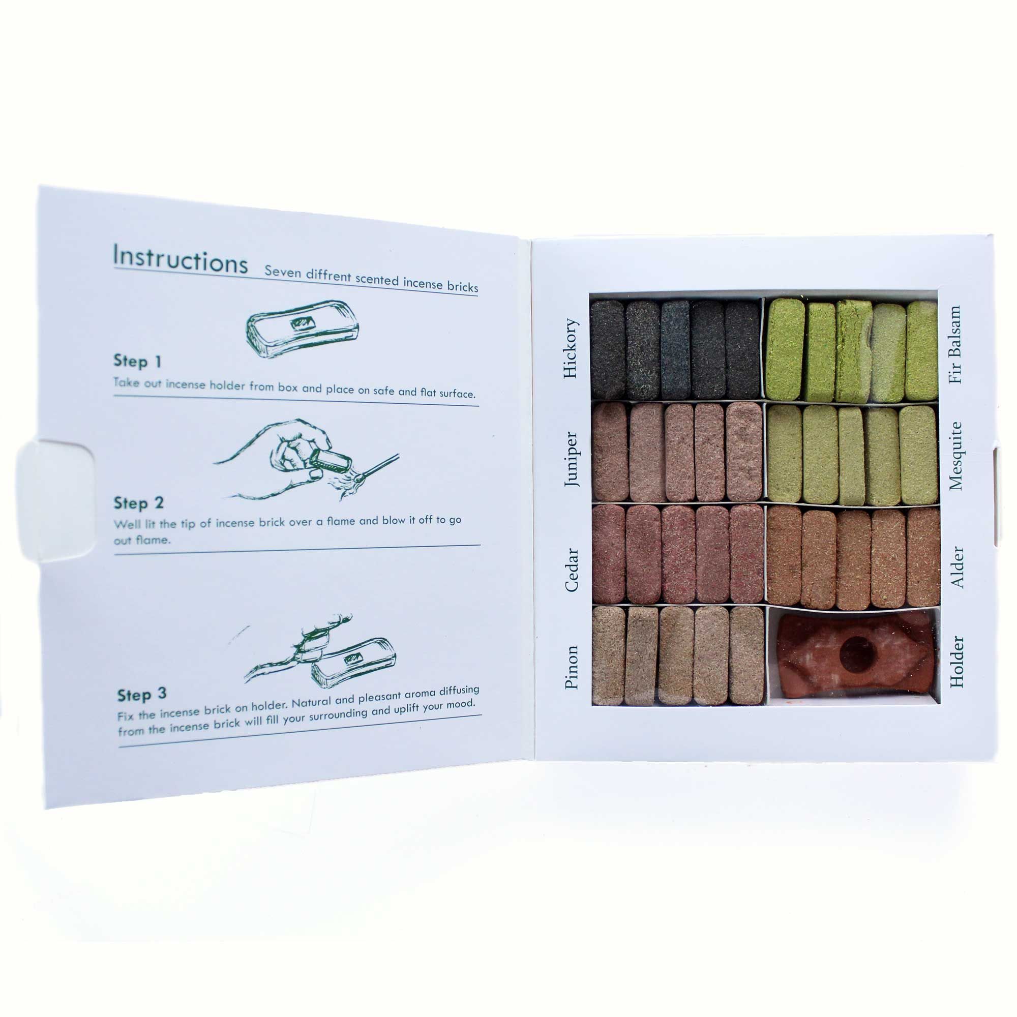 Display Set of 70 Incense Smudge Bricks and Burner - 7 Earthy Himalaya Incenso - Image 2