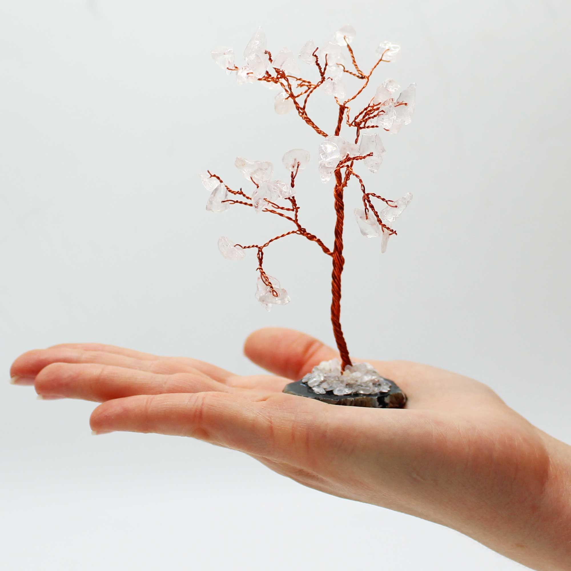 Gemstone Tree - Rock Quartz on Black Agate Base (35 stones) - Image 2