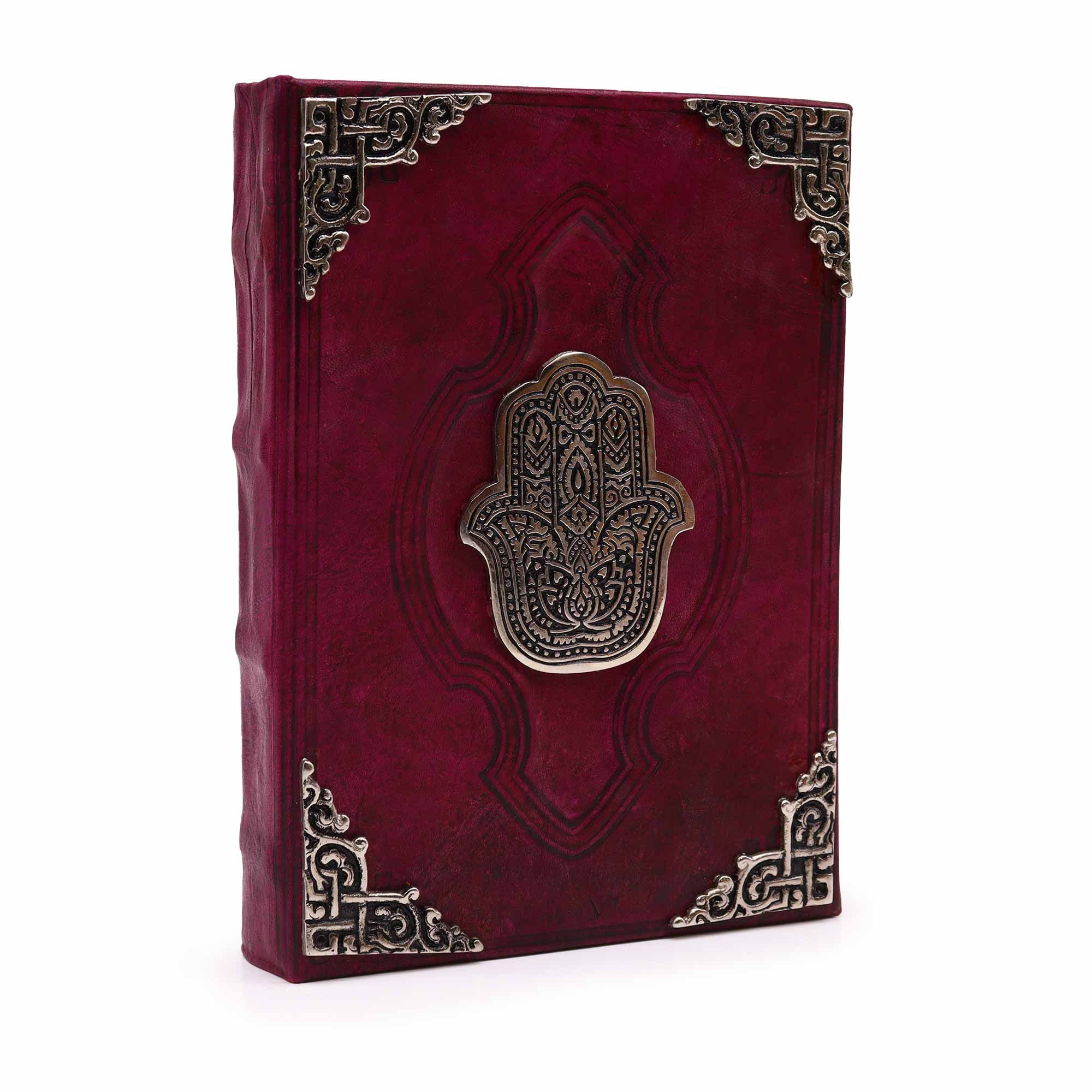 Heafty Red Tan Book - Zinc Hamsa Decor - 200 Deckle Edges Pages - 26x18cm - Image 2