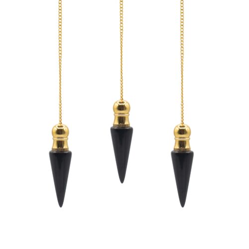 Secret Cavity Discovery of Truth Pendulum - Black Agate - Gold Plated