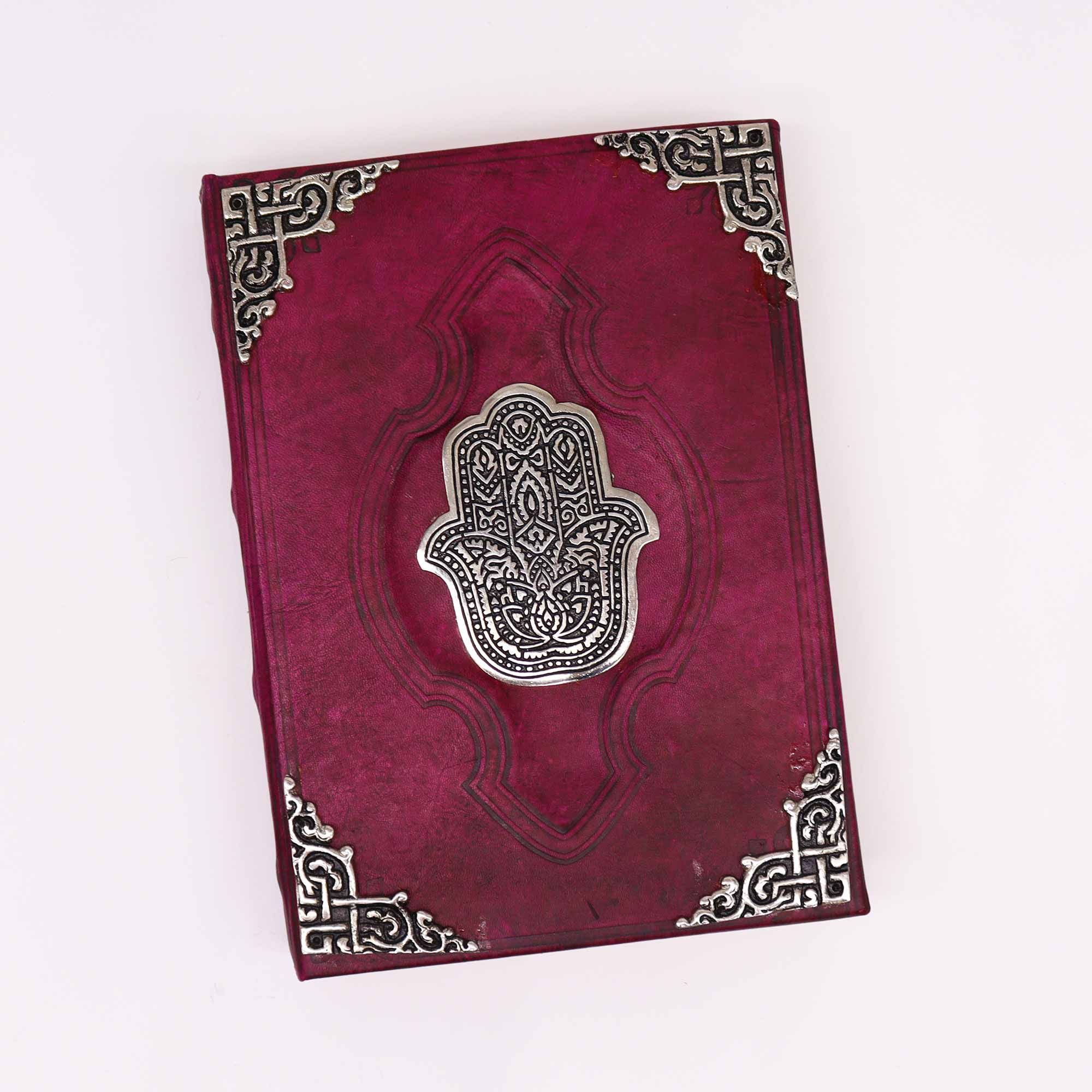 Heafty Red Tan Book - Zinc Hamsa Decor - 200 Deckle Edges Pages - 26x18cm - Image 5