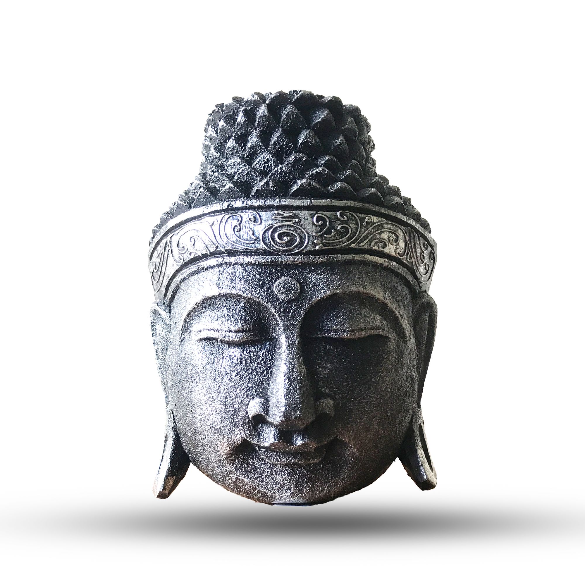 Home Decoration Buddha Head - 25cm - Silver Shine Finish - Image 2