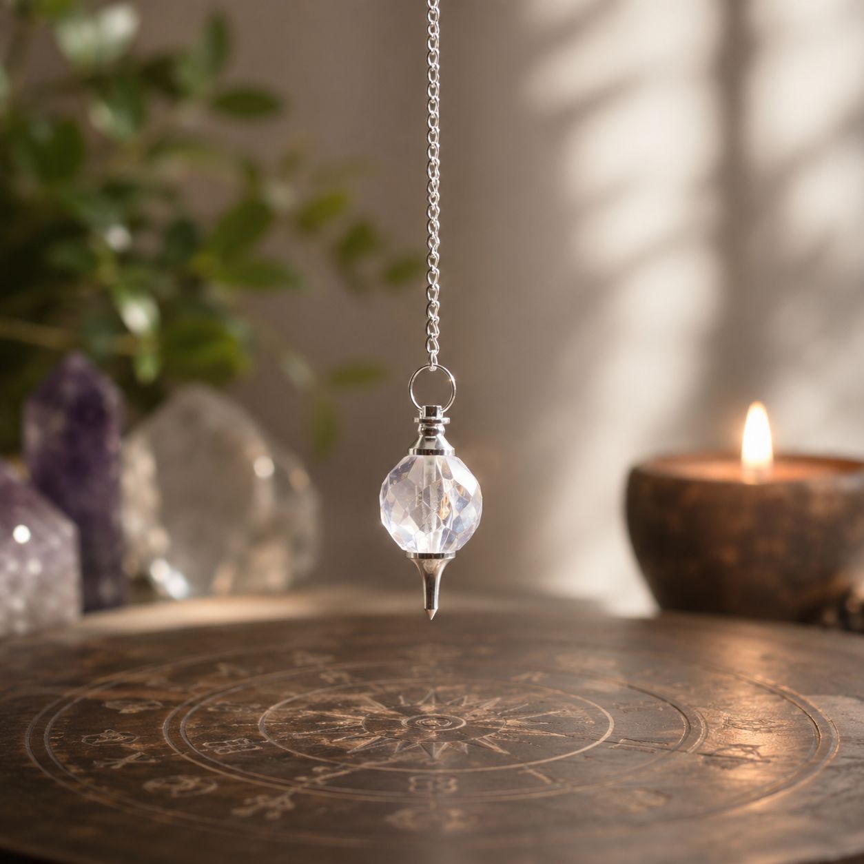 Facted Gemstone Pendulum - Rock Quartz - Image 2