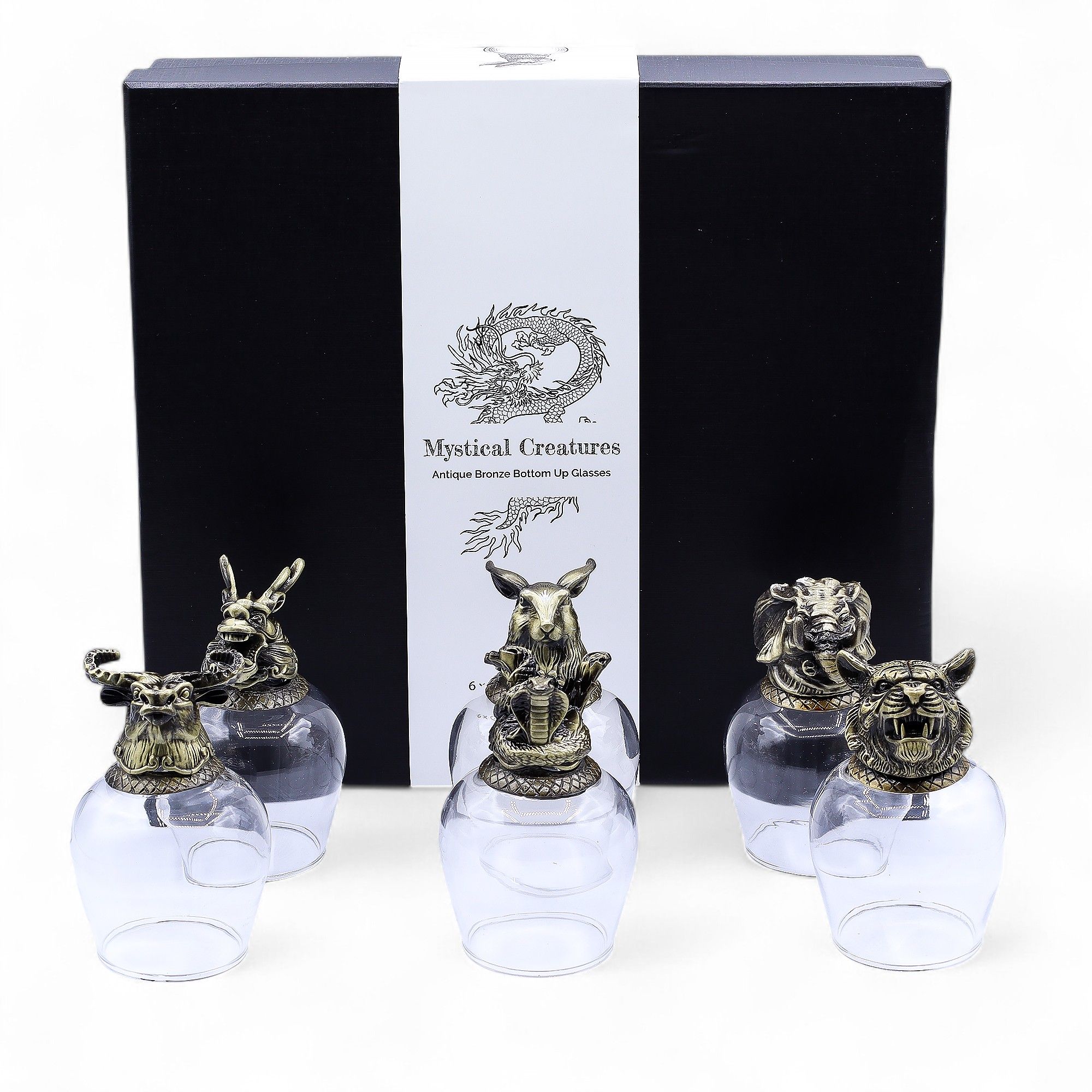 Gift Set of 6 Glasses (100ml) - Mystical Creatures - Antique Bronze - Image 5