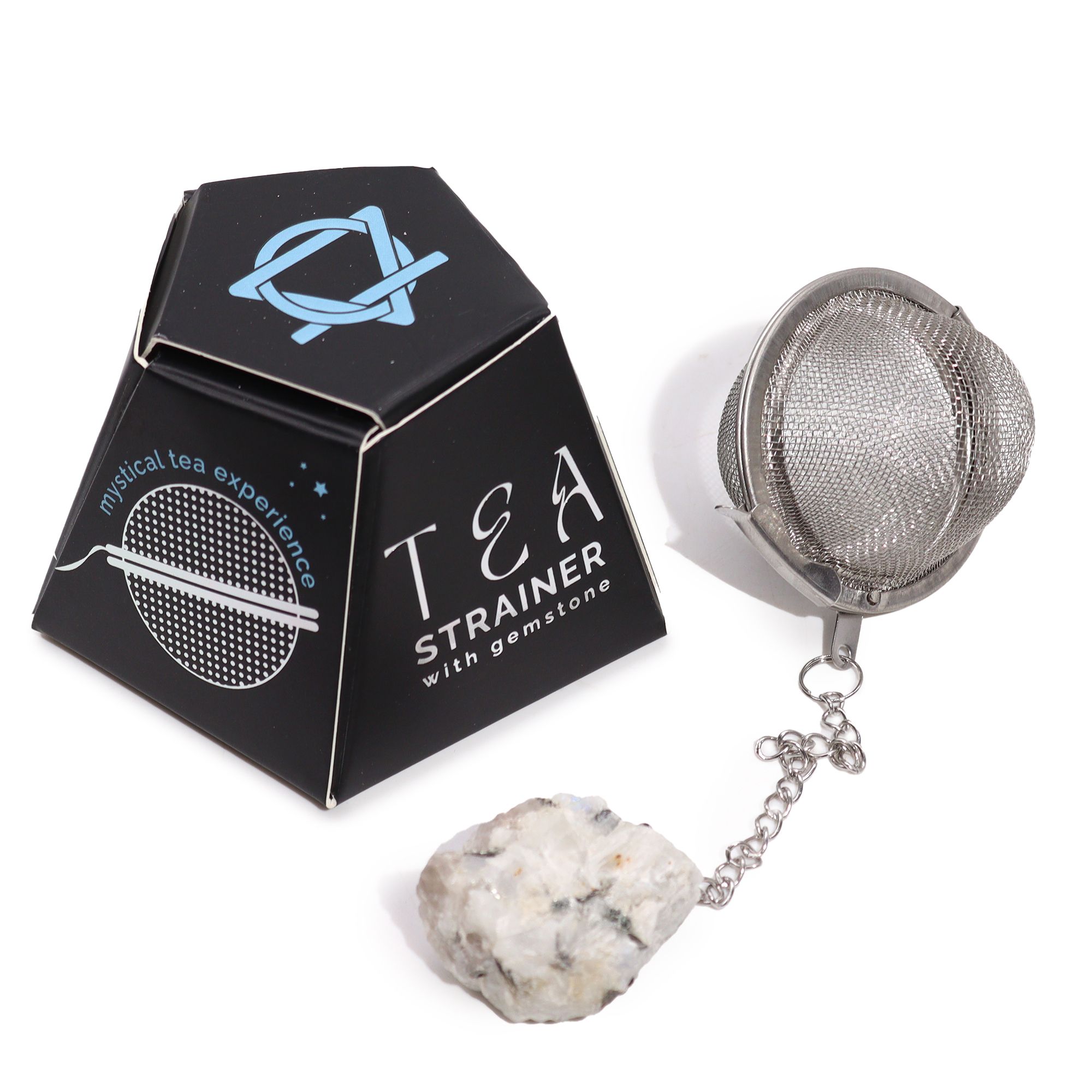 Raw Crystal Gemstone Tea Strainer - Rainbow Moonstone - Image 3