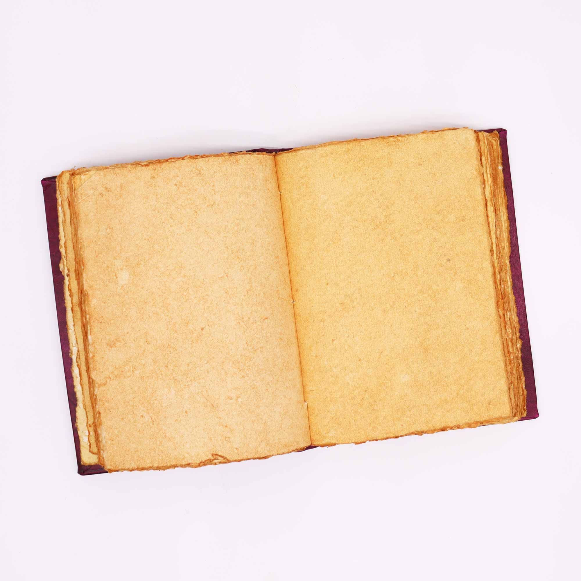 Heafty Red Tan Book - Zinc Hamsa Decor - 200 Deckle Edges Pages - 26x18cm - Image 4