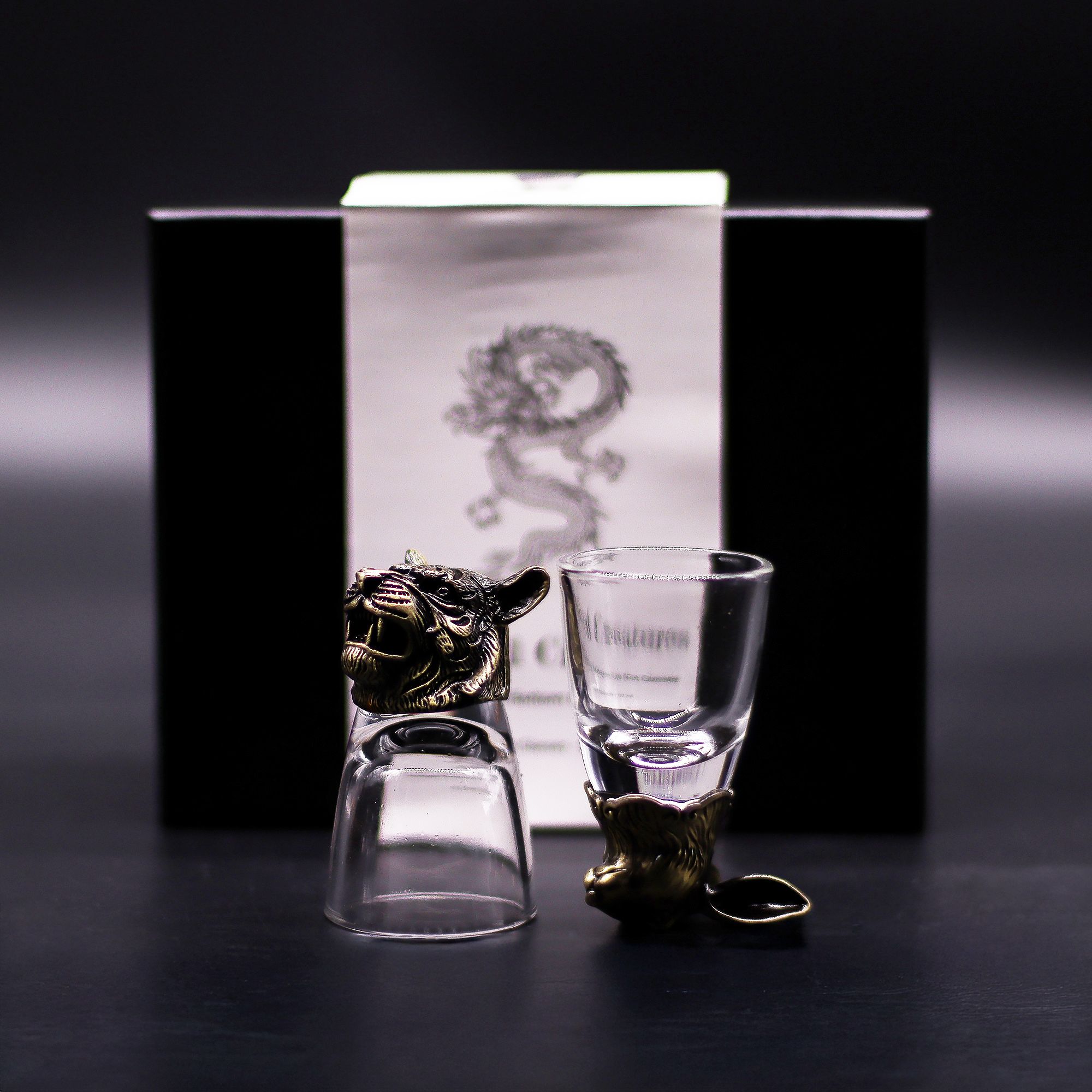 Gift Set of 6 Shot Glasses (50ml) - Mystical Creatures - Antique Bronze - Image 3