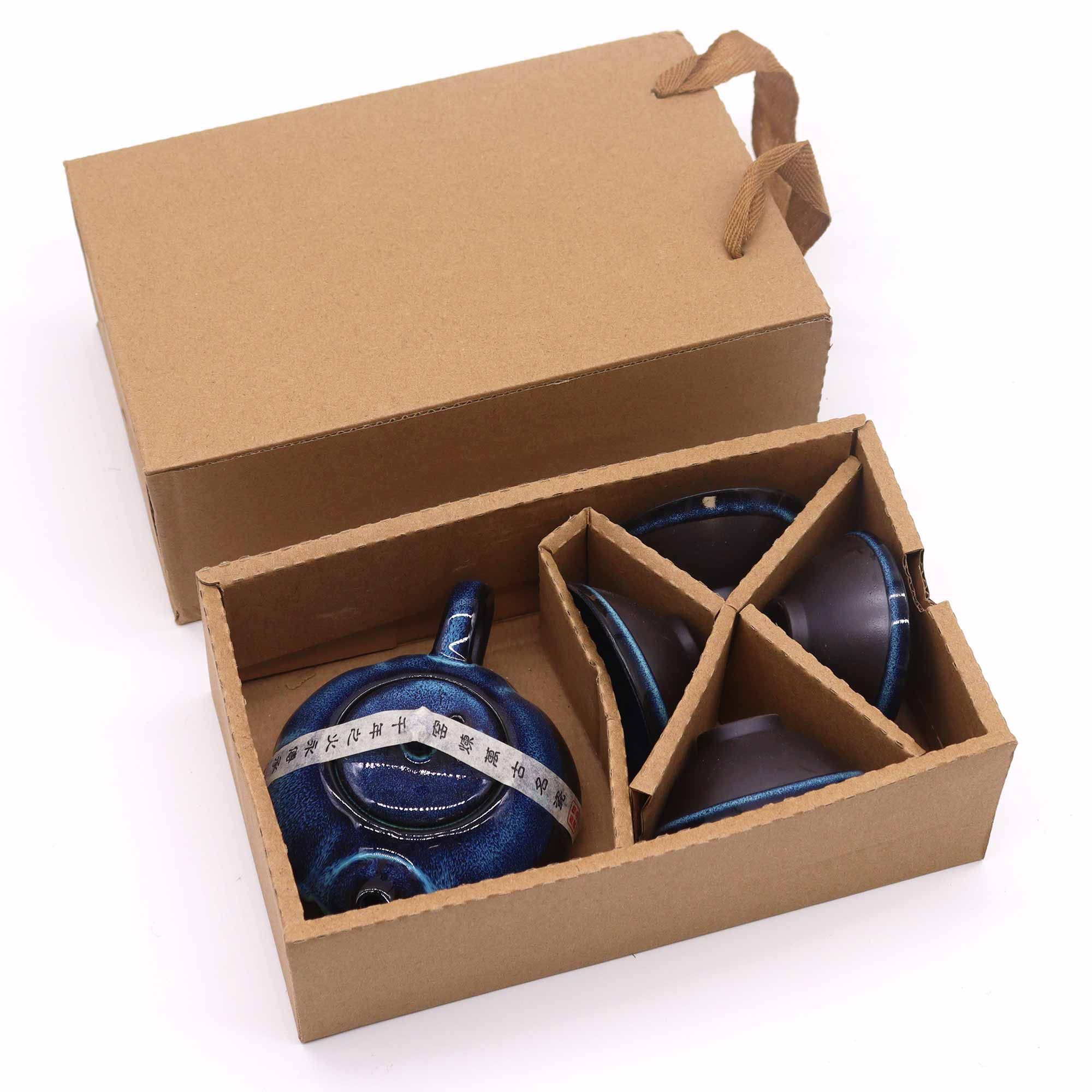 Herbal Blues Teapot Set - Pot & Four Cups - Image 4