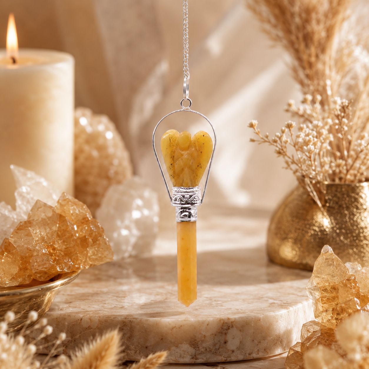 Angel Pendulum with Ring- Yellow Quartz - Image 3