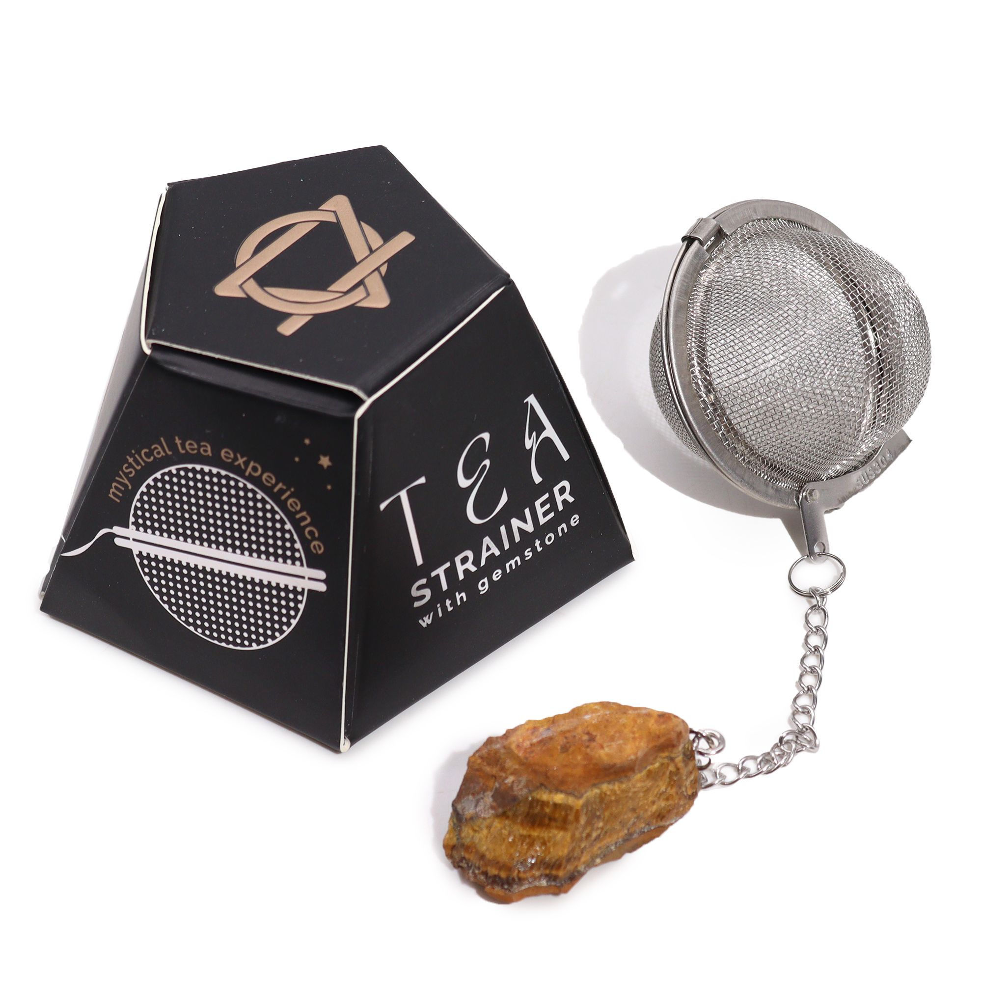 Raw Crystal Gemstone Tea Strainer - Gold Tigers Eye - Image 3