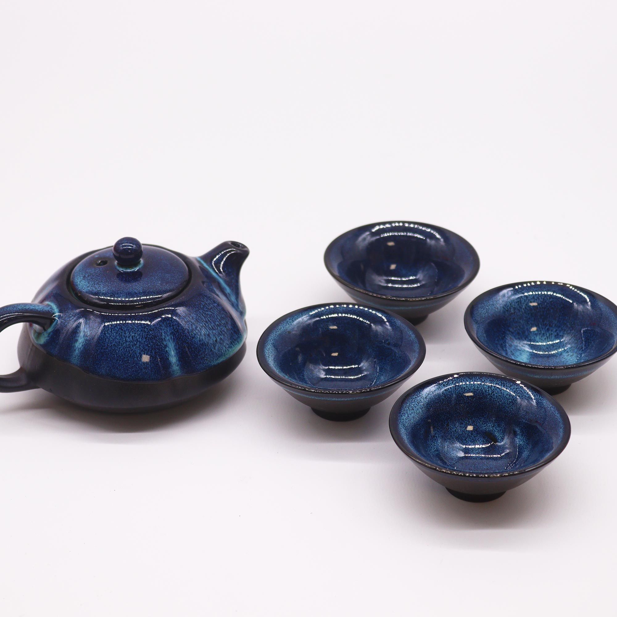 Herbal Blues Teapot Set - Pot & Four Cups - Image 3