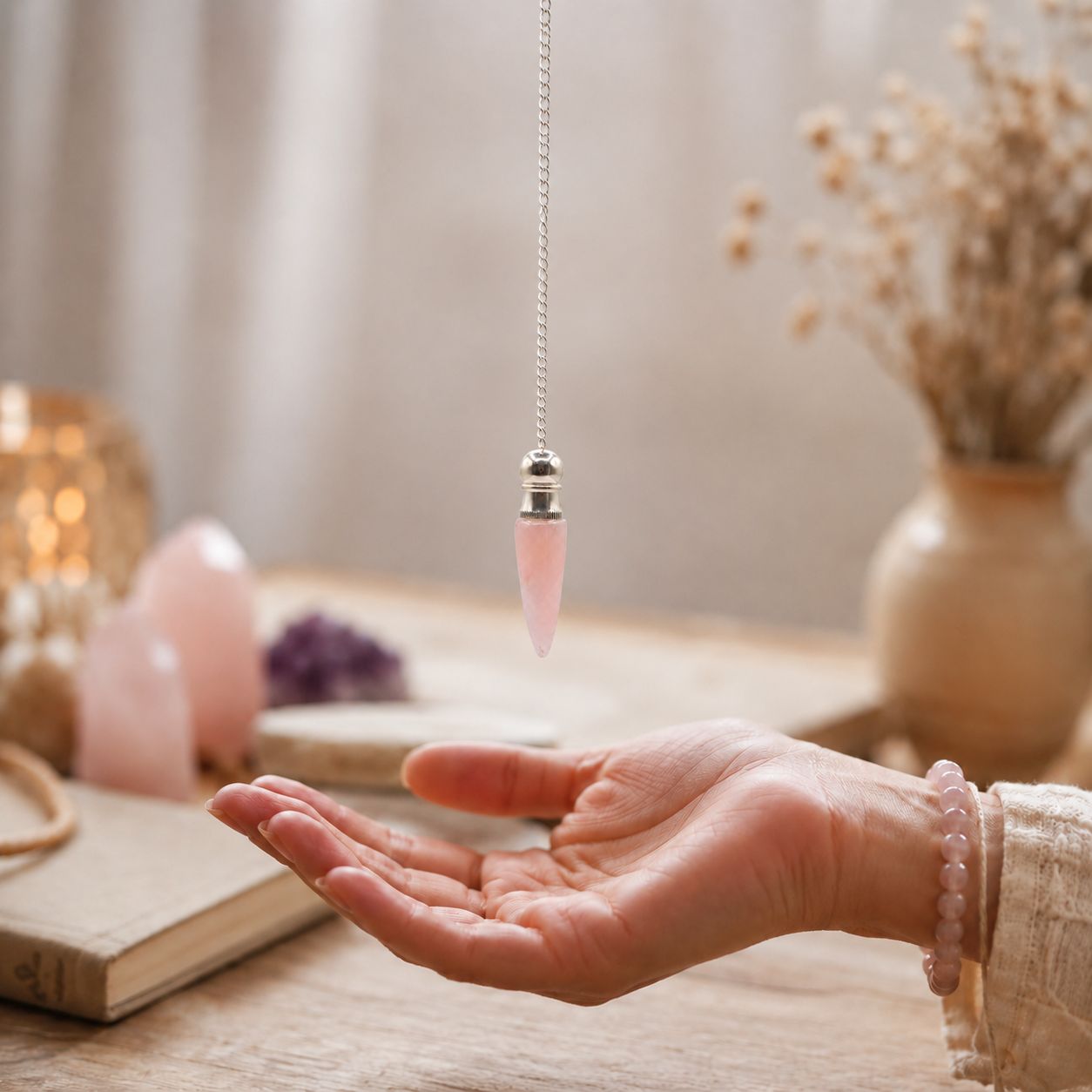 Secret Cavity Discovery of Truth Pendulum - Rose Quartz - Silver Plated - Image 3