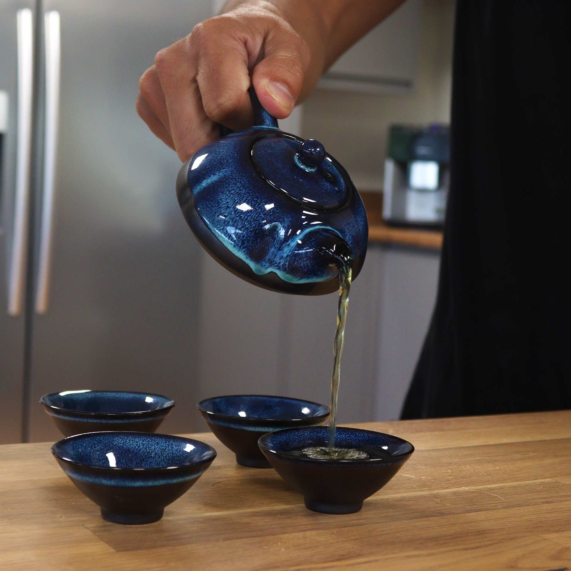 Herbal Blues Teapot Set - Pot & Four Cups - Image 2